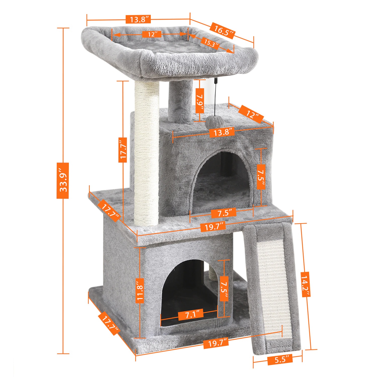 THREE TIER CAT CONDO AMT0014GY Cat towers.uk